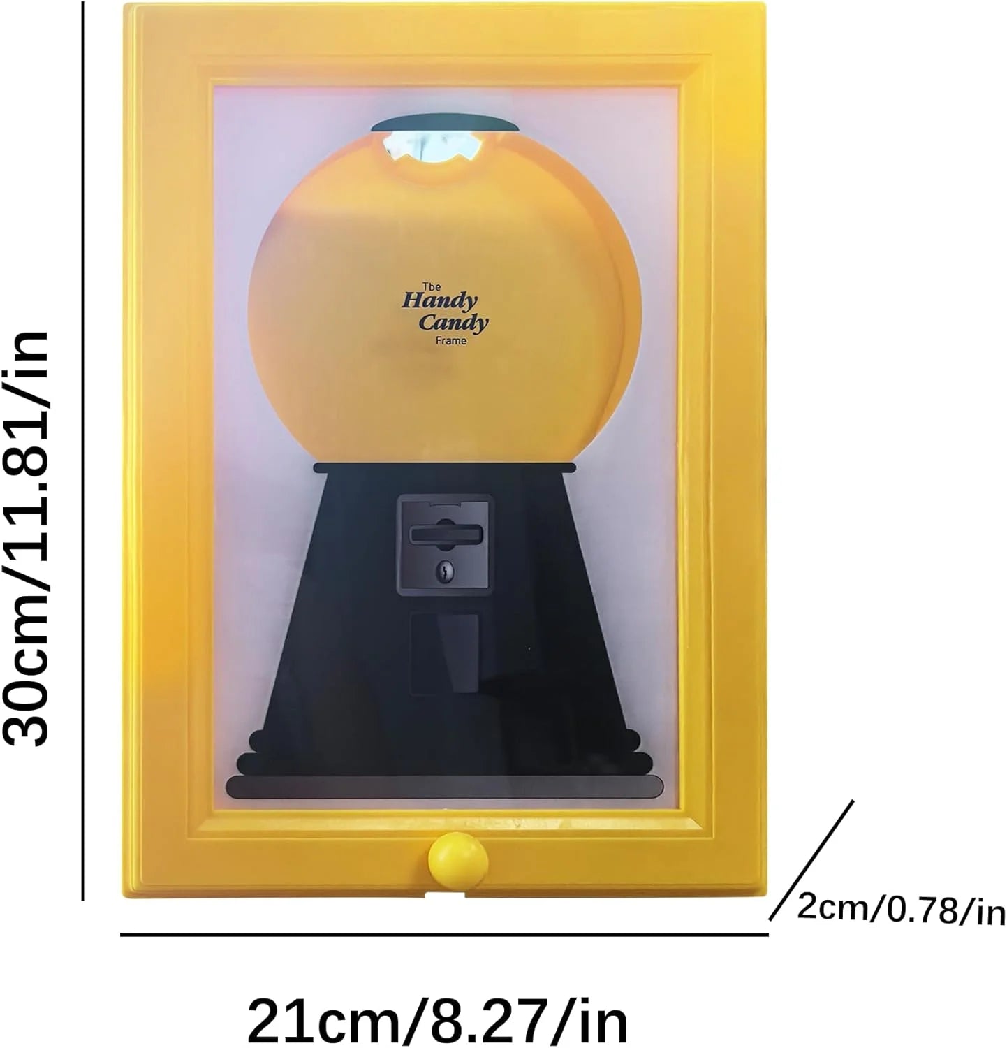 Handy Candy Frame, Candy Picture Frame Dispenser，Hanging Candy Frame, Gumball Machine in a Frame, Fast Distribution Candies, Nuts, Dog & Cat Treats, Suitable for Birthday & Holiday Gifts (Yellow)