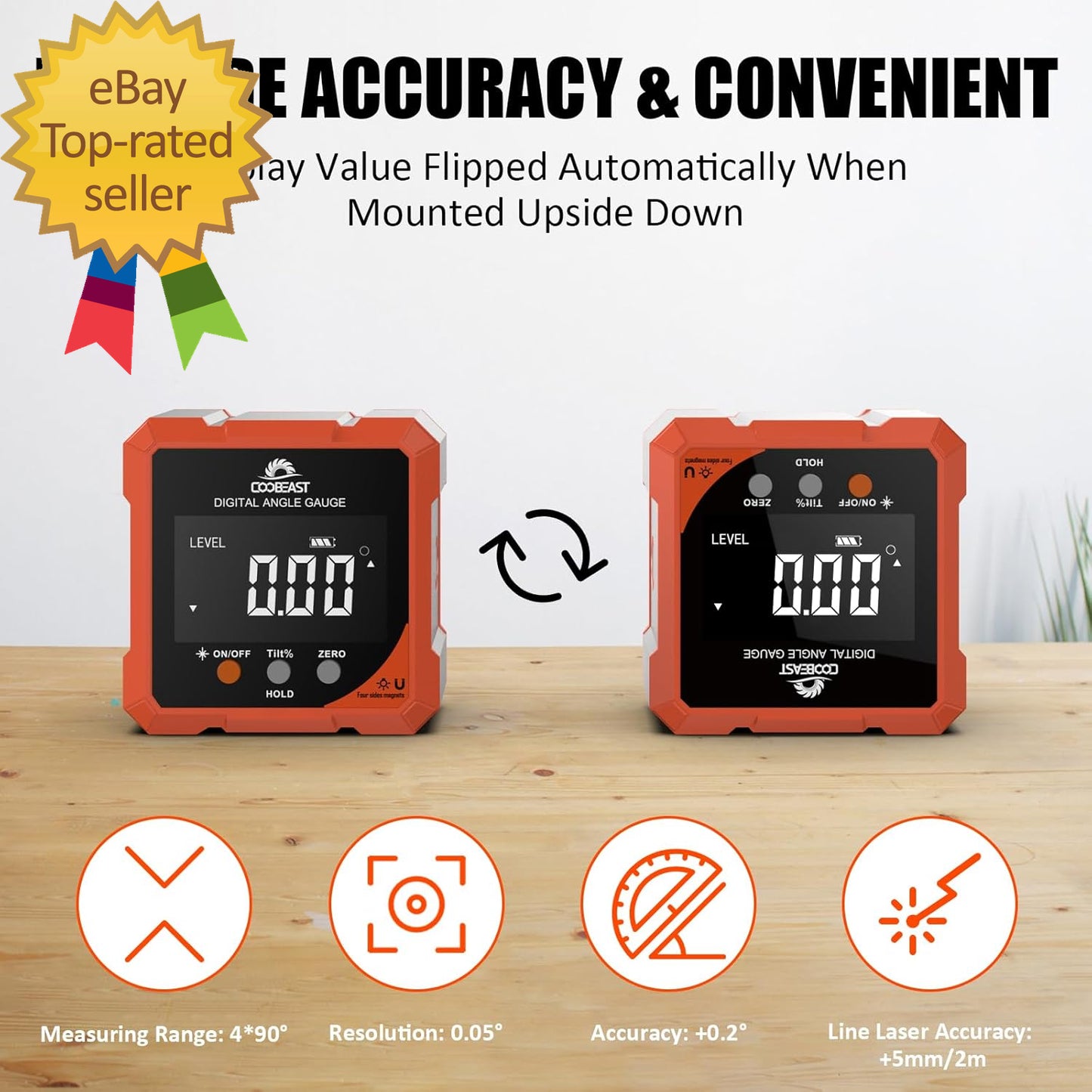 Digital Angle Finder Magnetic Rechargeable Digital Angle Gauge Mini Protractor