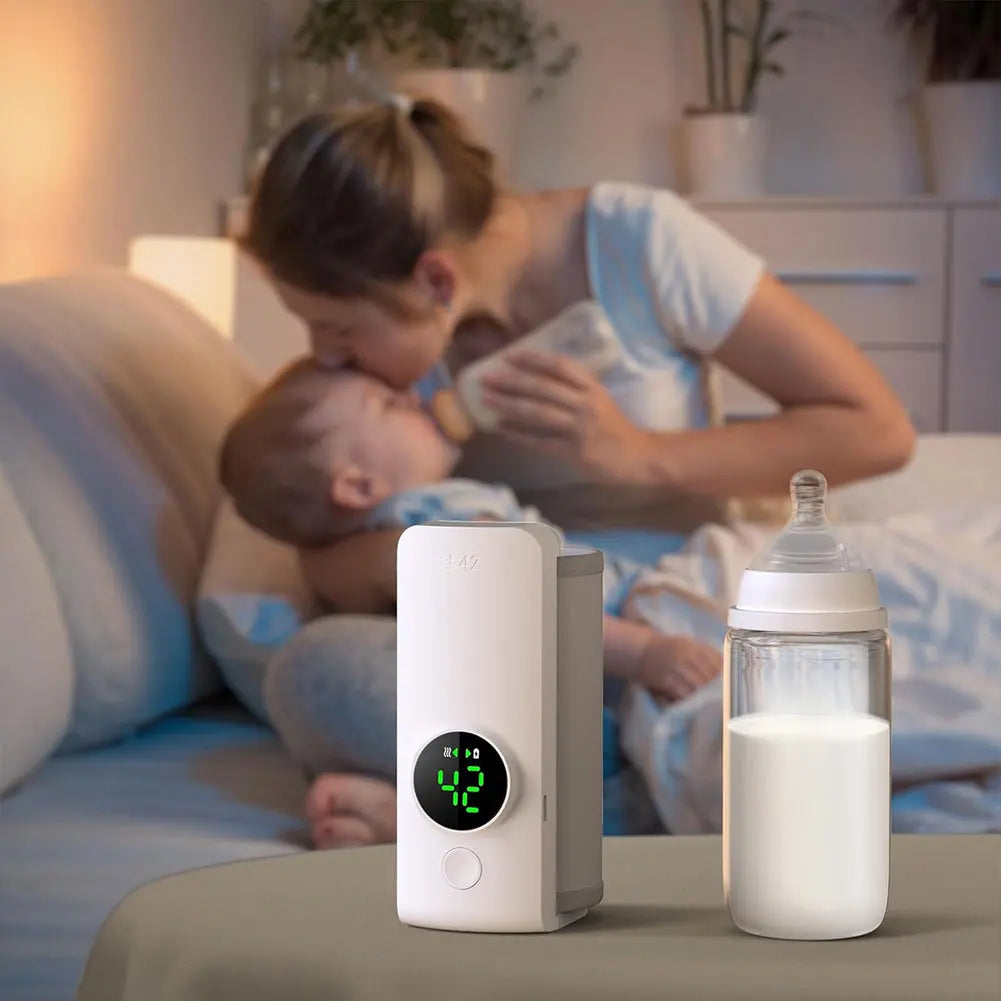 Portable Bottle Warmer Rechargeable Cordless Milk Warmer with Temperature Control Baby Bottle Warmer for Travel