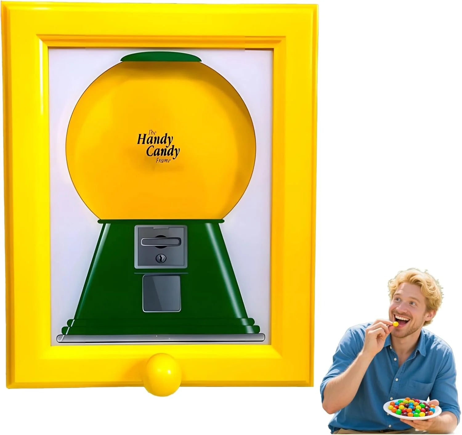 Handy Candy Frame, 2025 Candy Dispenser Picture Frame, Hanging Candy Frame, Gumball Machine in a Frame, Handy Fast Distribution Candies, Nuts, Dog & Cat Treats Frame Gifts