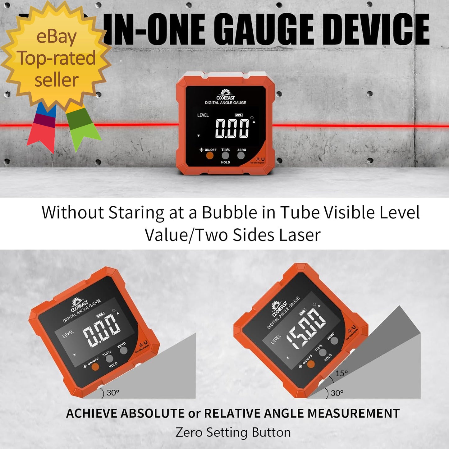 Digital Angle Finder Magnetic Rechargeable Digital Angle Gauge Mini Protractor