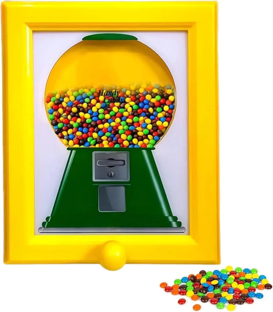 Handy Candy Frame, Candy Picture Frame Dispenser，Hanging Candy Frame, Gumball Machine in a Frame, Fast Distribution Candies, Nuts, Dog & Cat Treats, Suitable for Birthday & Holiday Gifts (Yellow)