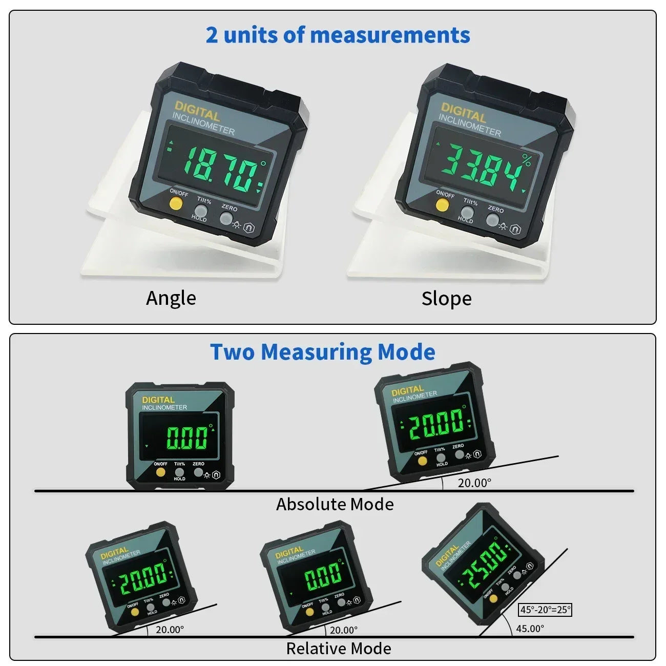Digital Electronic Level Digital Angle Fnder 4*90 ° Magnetic Inclinometer Protractor Precision Level Box for Woodworking