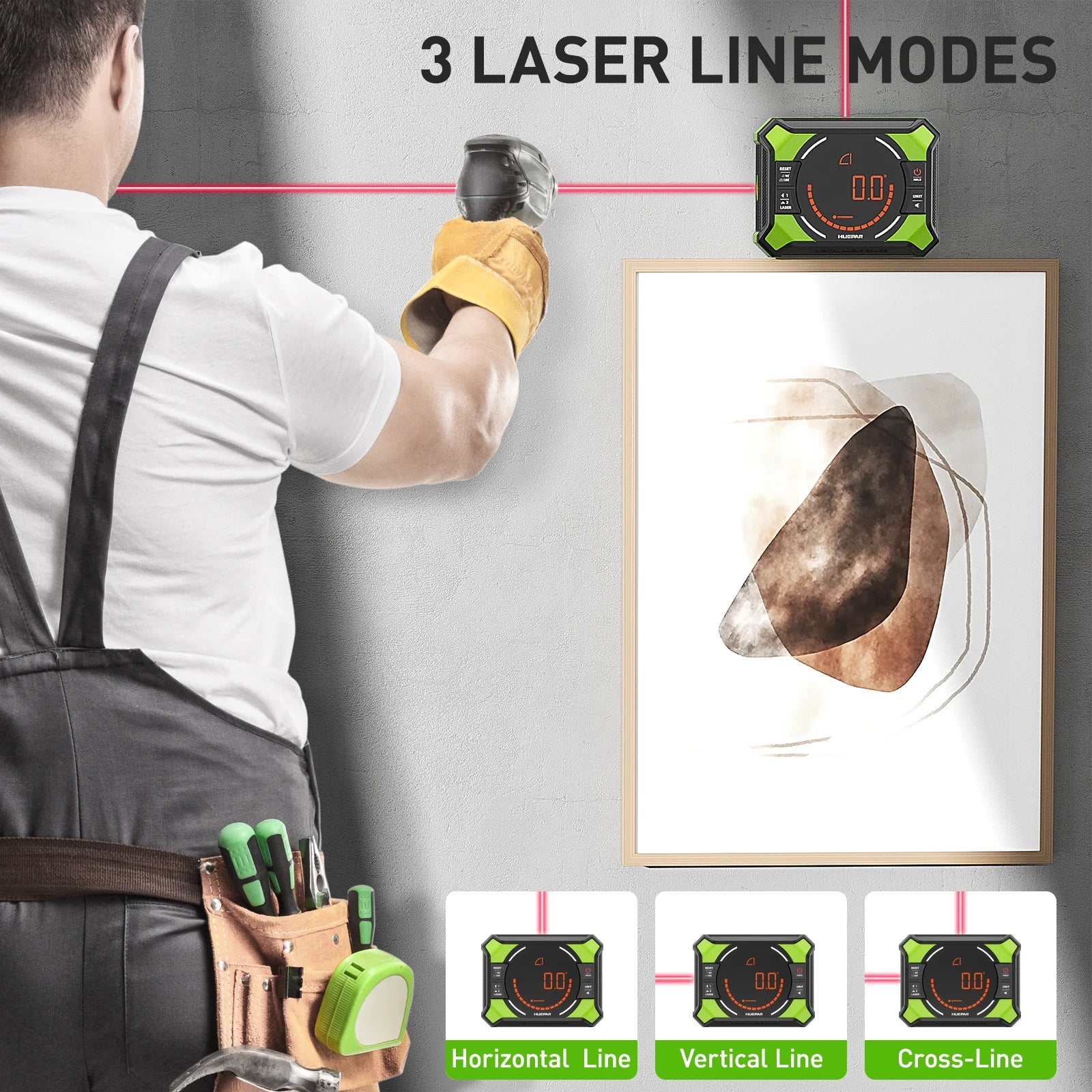 Digital Angle Gauge AG2L 3-1N-1 Digital Angle Gauge Magnetic with Laser Level Inclinometer for Decorations Woodworking