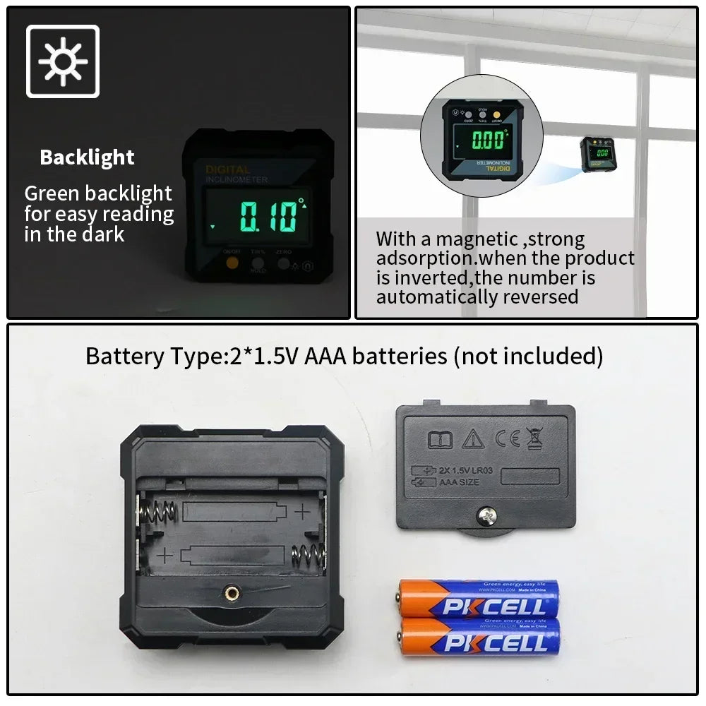 Digital Electronic Level Digital Angle Fnder 4*90 ° Magnetic Inclinometer Protractor Precision Level Box for Woodworking