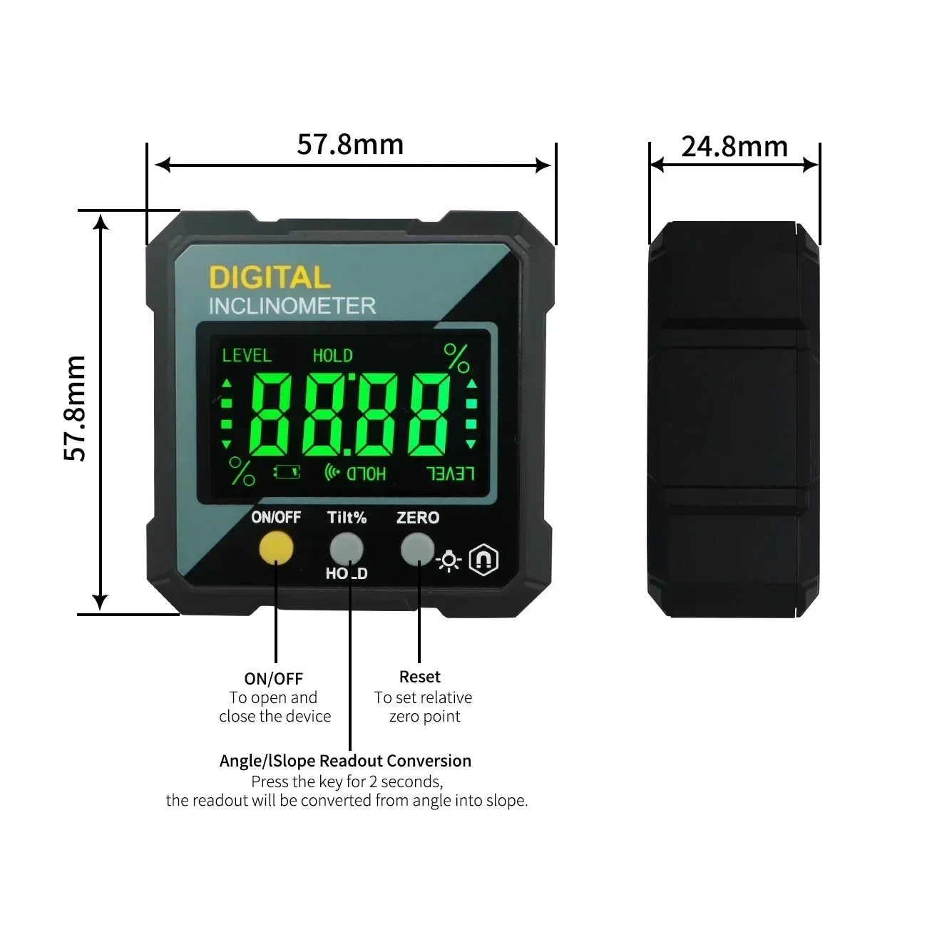 Digital Electronic Level Digital Angle Fnder 4*90 ° Magnetic Inclinometer Protractor Precision Level Box for Woodworking
