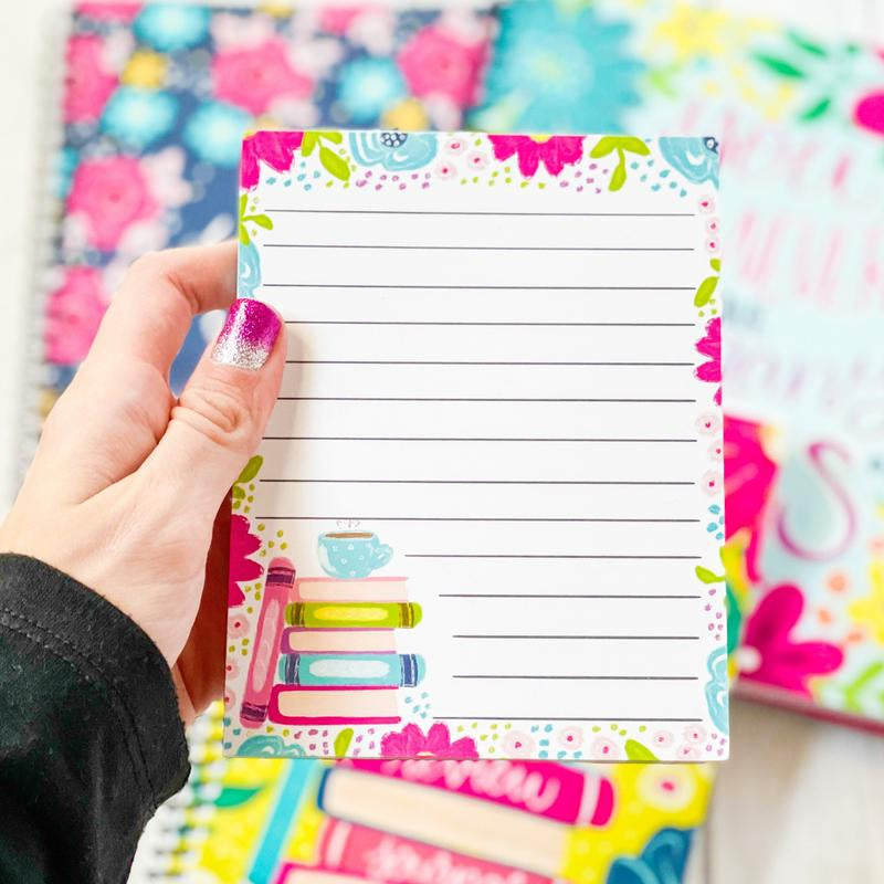 Floral Book Stack Notepad 4.25" X 5.5"