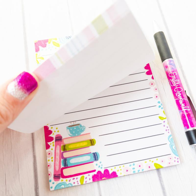 Floral Book Stack Notepad 4.25" X 5.5"