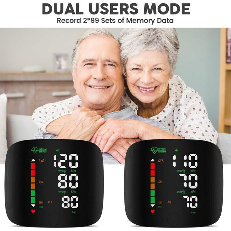 Wrist Blood Pressure Monitor, Rechargeable Blood Pressure Monitor for Home Use, LED Display, Voice Broadcast, Wrist Measuring Instrument, Touch Screen Wrist Blood Pressure Cuff, 99X2 Reading Memory Wrist Blood Pressure Monitor, with Carrying Case.