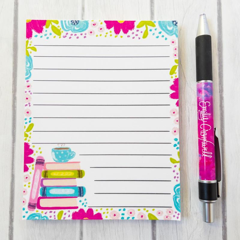 Floral Book Stack Notepad 4.25" X 5.5"