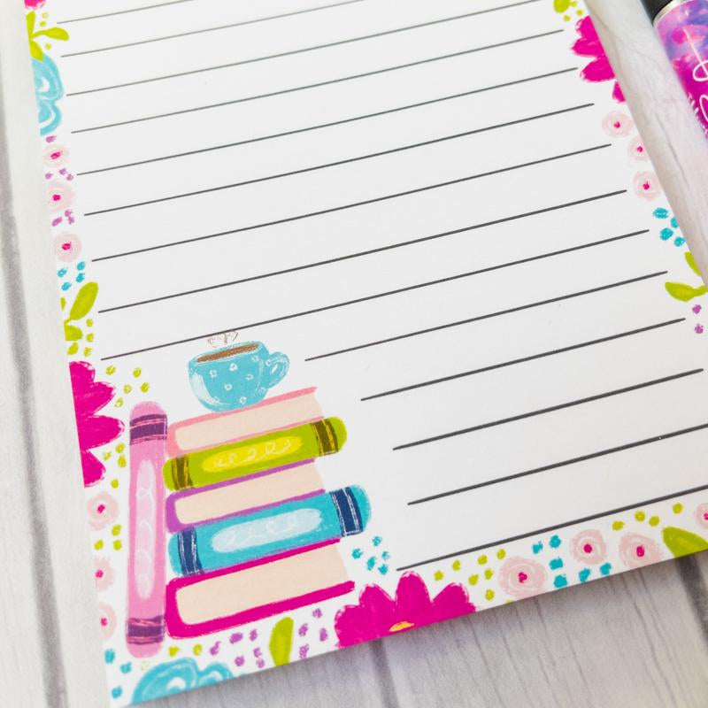 Floral Book Stack Notepad 4.25" X 5.5"