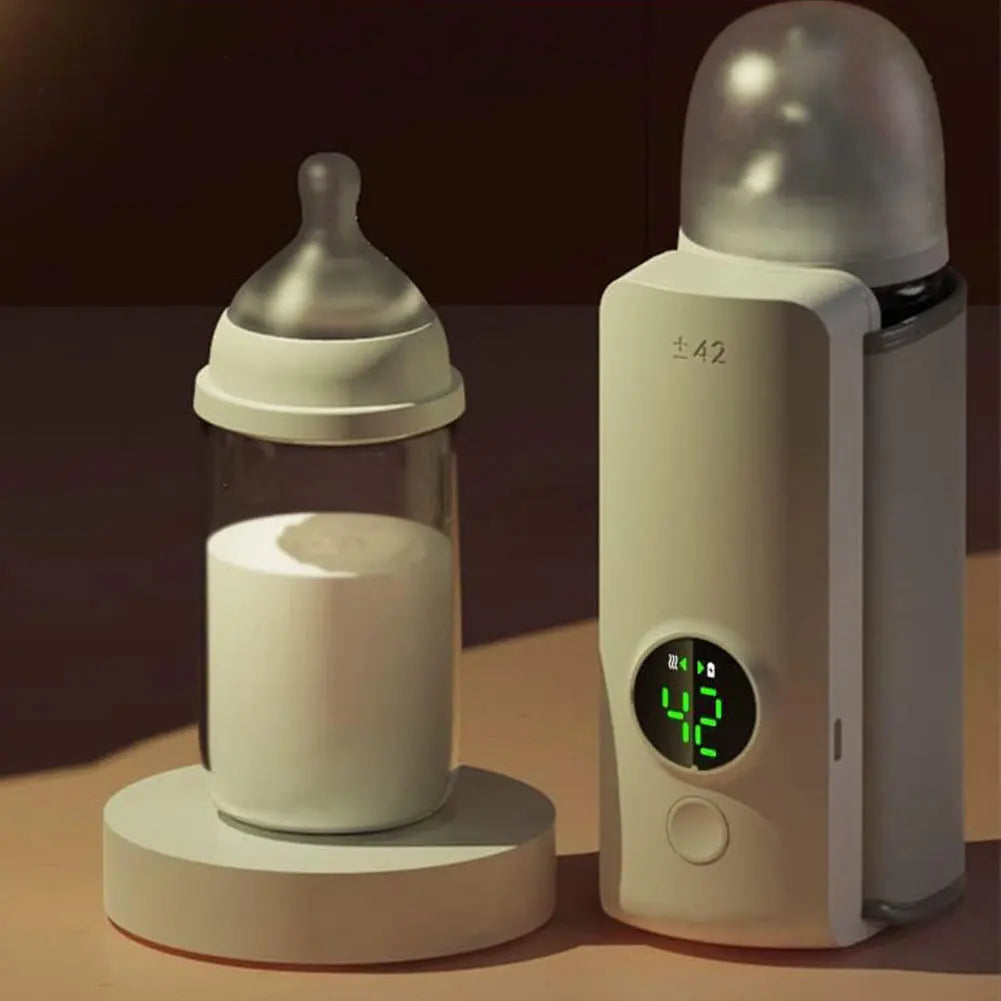 Portable Bottle Warmer Rechargeable Cordless Milk Warmer with Temperature Control Baby Bottle Warmer for Travel